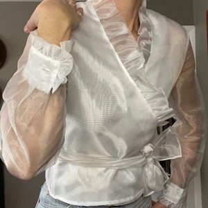 Vintage Ruffled Chiffon wrap blouse